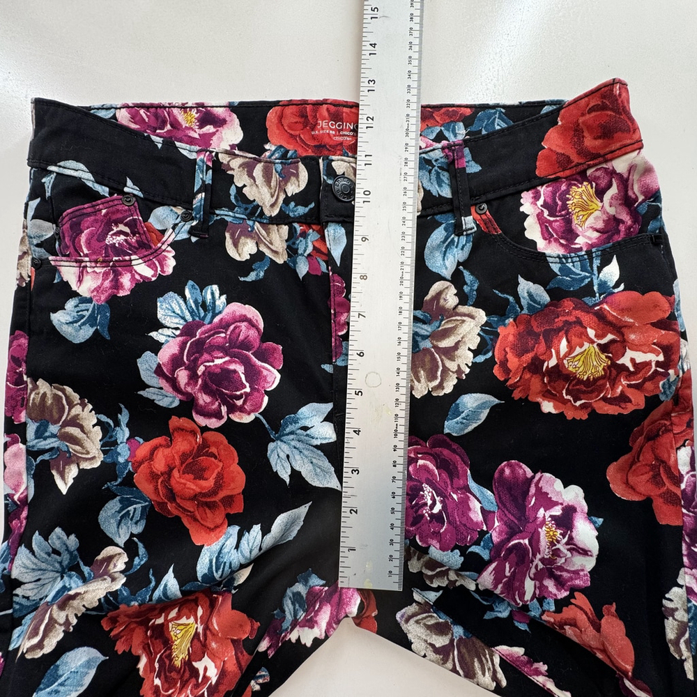 Chico's Women's 1R US 8R Multi Denim Jean Regal Floral Rose Jegging Pants NWT - Picture 10 of 14